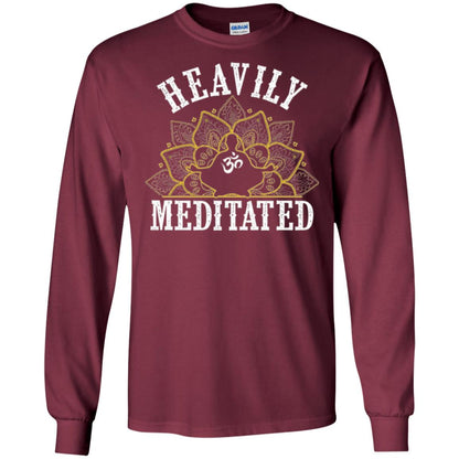 Funny Heavily Meditated Yoga Meditation T-shirt Maroon