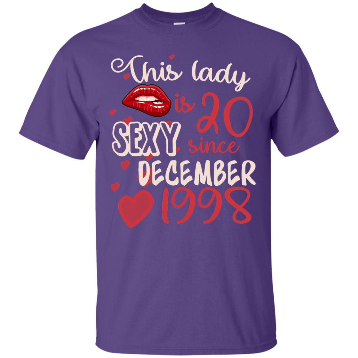 This Lady Is 20 Sexy Since December 1998 20th Birthday Shirt For December Womens Purple