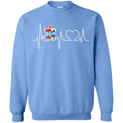 Autism Puzzle Heartbeat Autism Awareness Shirt Carolina Blue