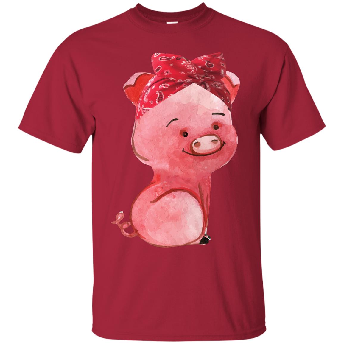 Pig Bandana Cute Pig Lovers Shirt For Girl And Women Cardinal