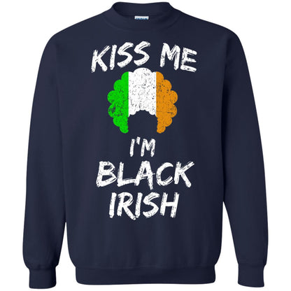 Kiss Me I_m Black Irish Funny St Patrick_s Day T-shirt Navy