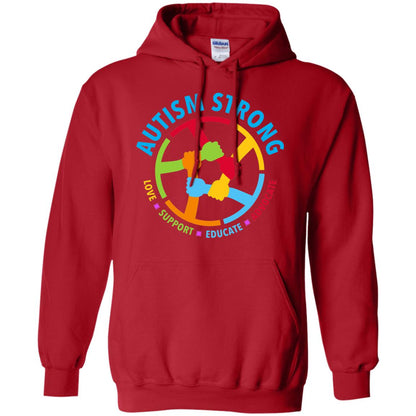 Autism Strong Love Support Educate Advocate Autism Awareness T-shirt Red