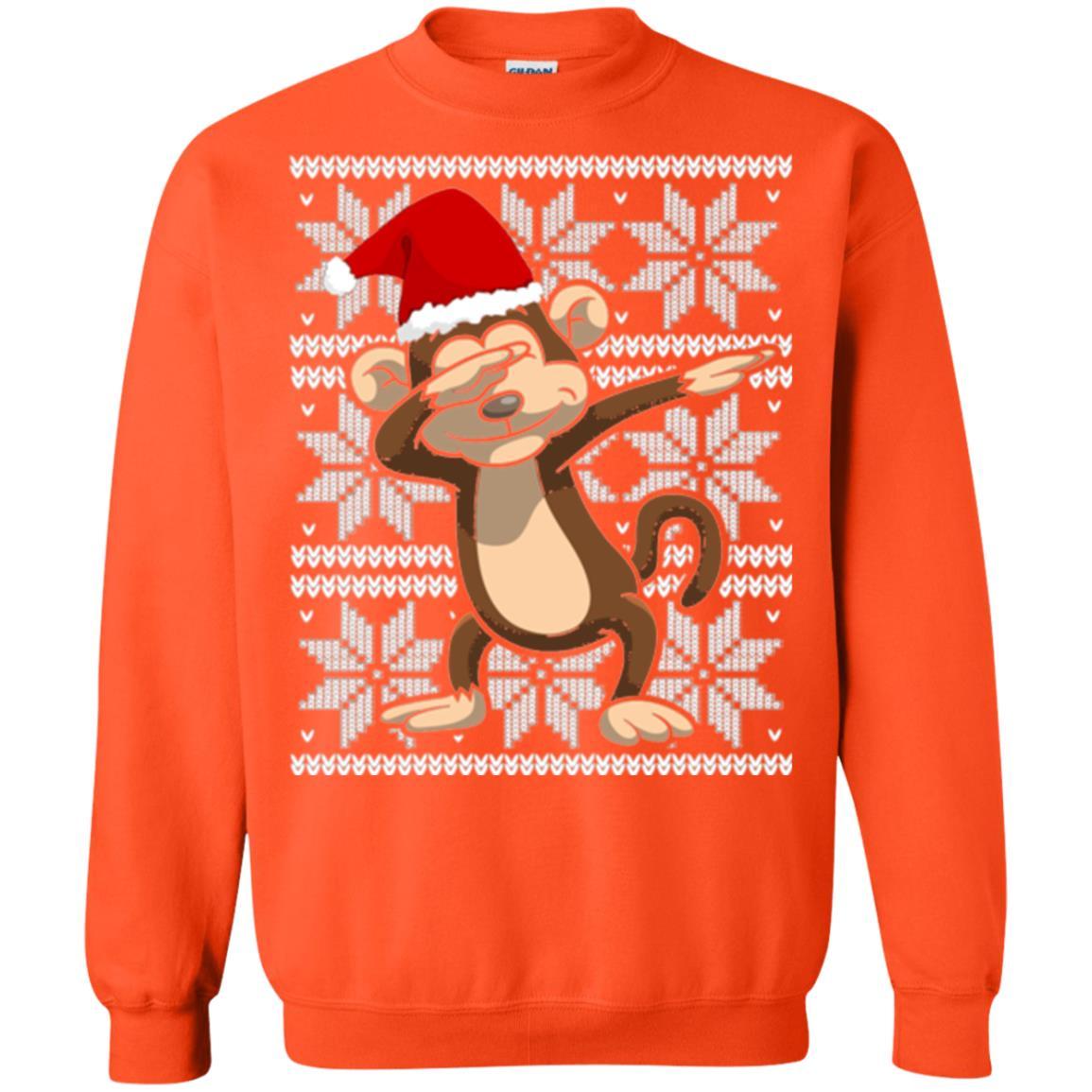 Christmas T-shirt Dabbing Monkey Orange