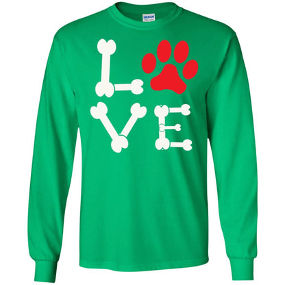 Love My Dog Red Pawprint Dog Bones T-shirt Irish Green