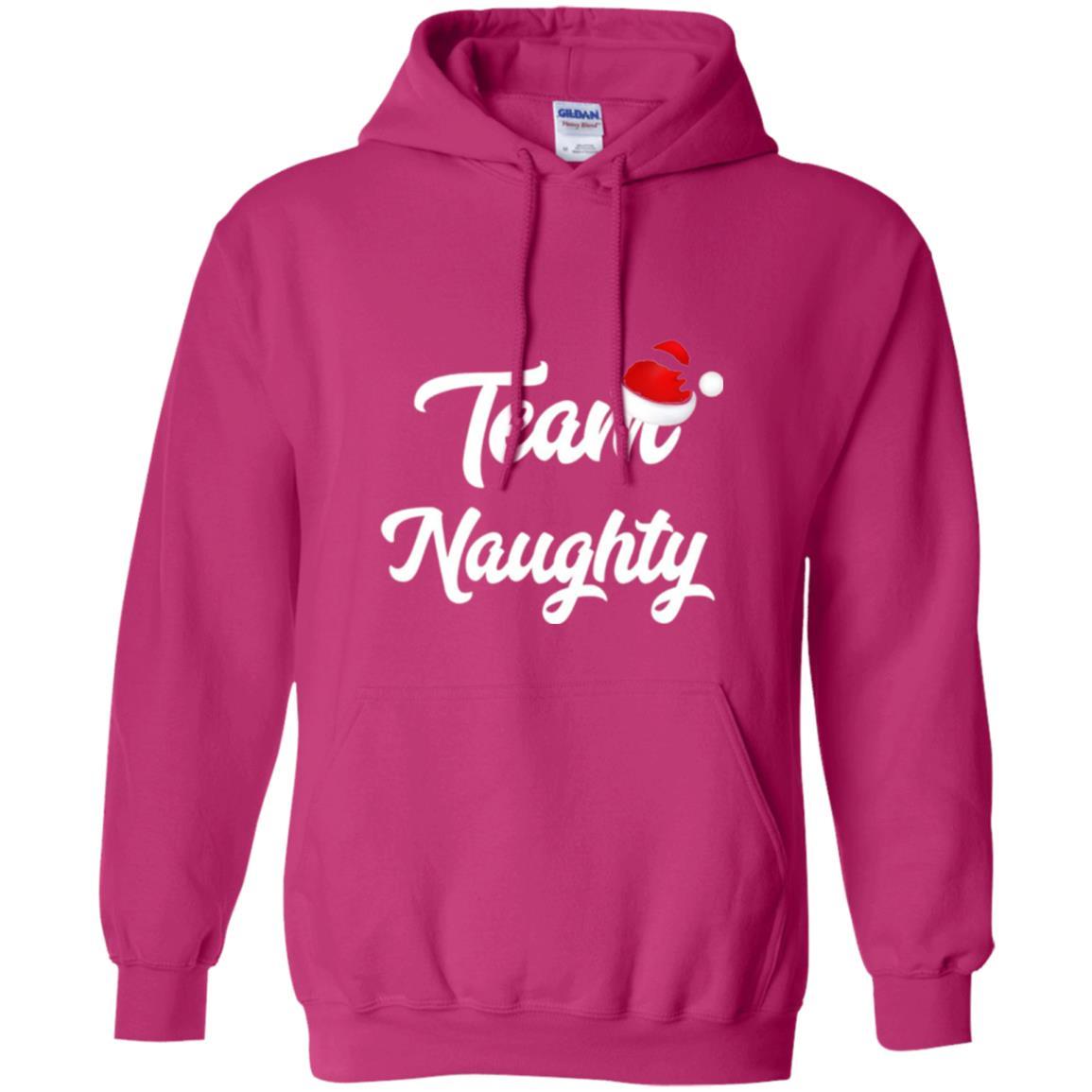 Christmas T-shirt Team Naughty Nice Santa Hat T-shirt Heliconia