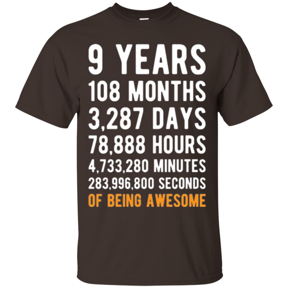 9th Birthday T-shirt 9 Years Old Being Awesome Dark Chocolate