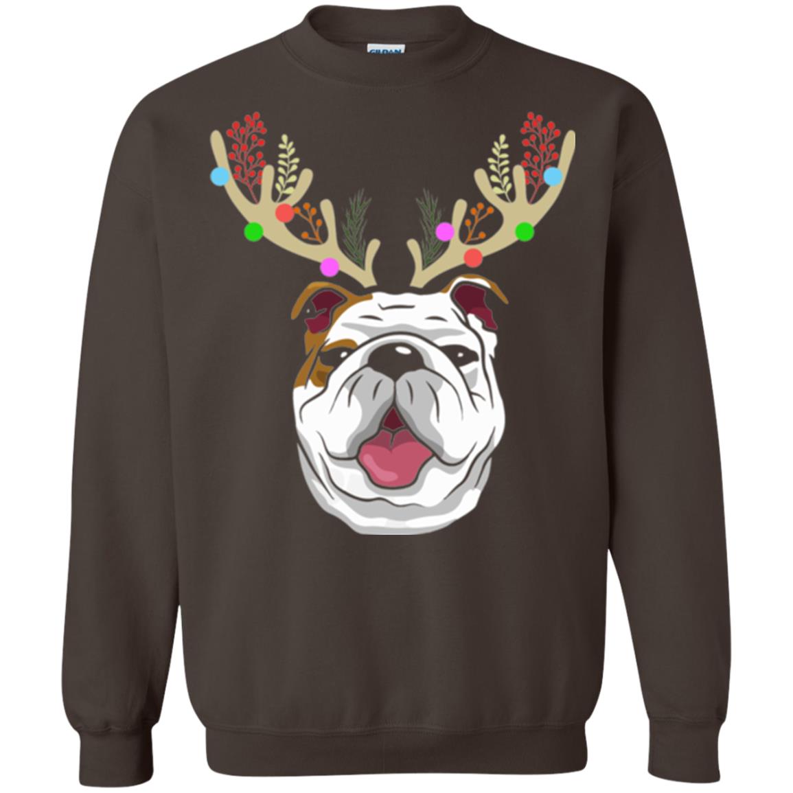 Dog Lovers T-shirt Funny Bulldogs With Antlers Dark Chocolate