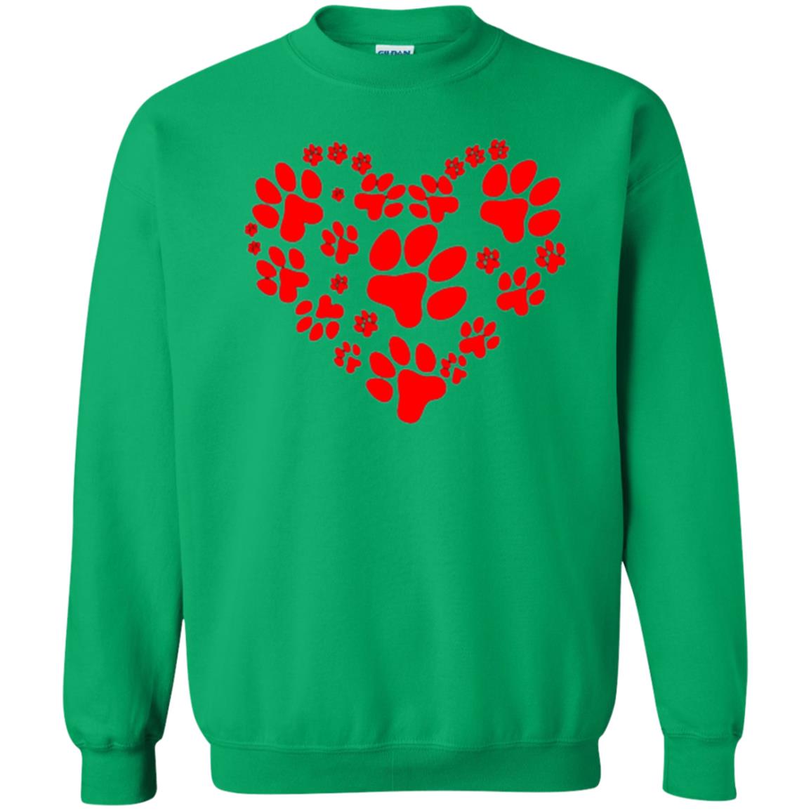 Dog Lover T-shirt Dog Paw Heart Valentine T-shirt Irish Green