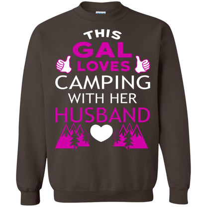 This Gal Loves Camping With Her Husband Wife Shirt Dark Chocolate