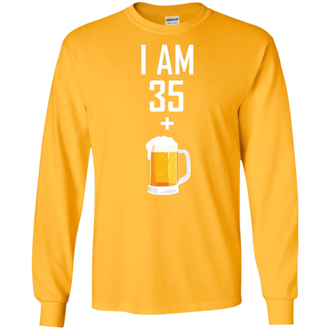 I Am 35 Plus 1 Beer 36th Birthday T-shirt Gold