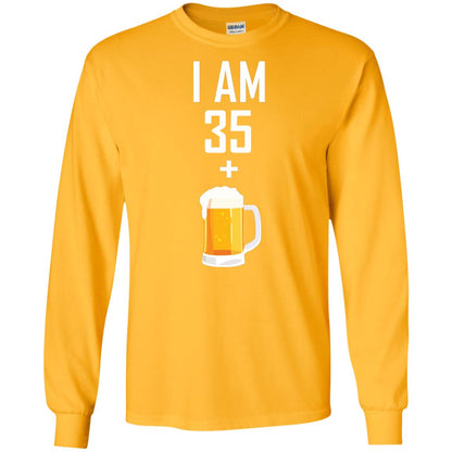 I Am 35 Plus 1 Beer 36th Birthday T-shirt Gold