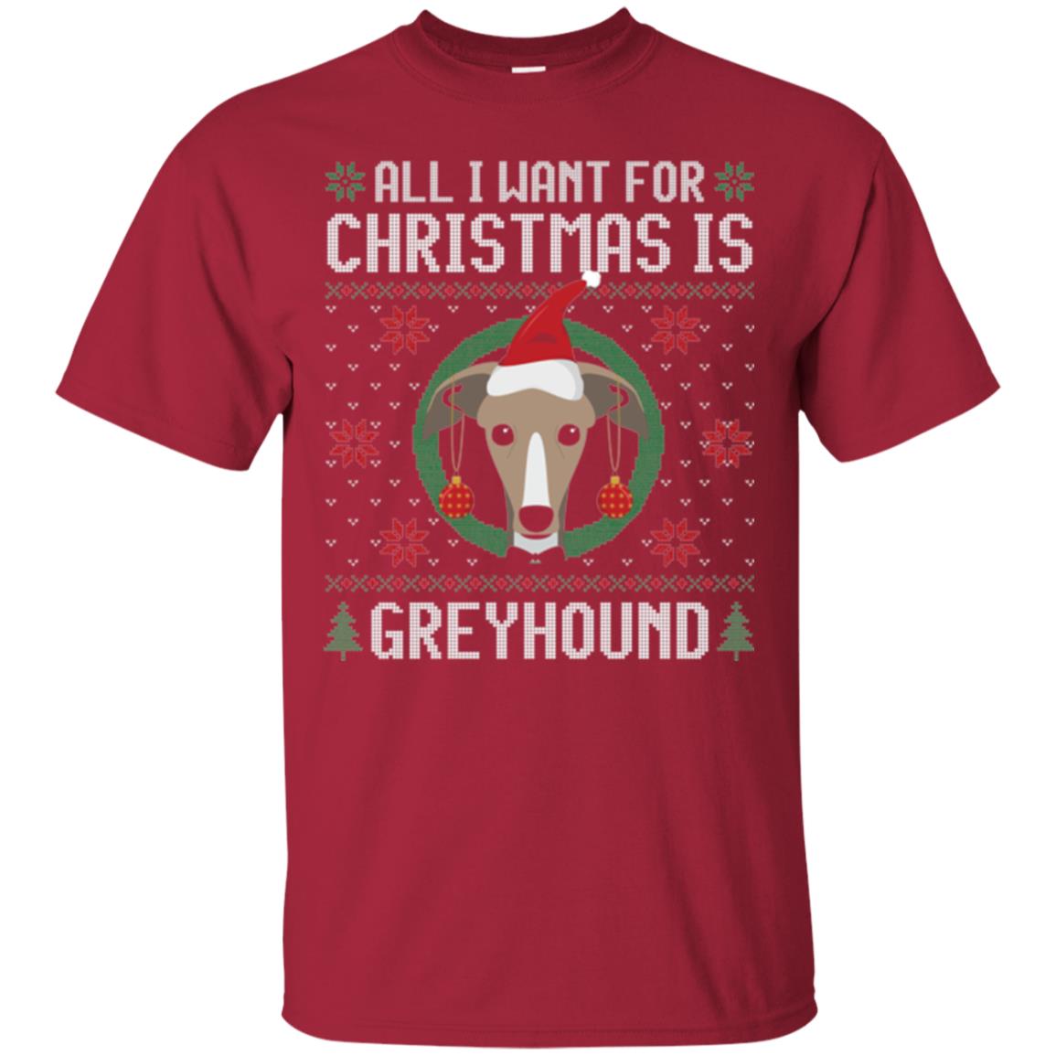 Chirstmas T-shirt All I Want For Christmas Is Greyhound Cardinal
