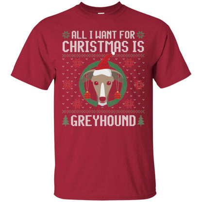 Chirstmas T-shirt All I Want For Christmas Is Greyhound Cardinal