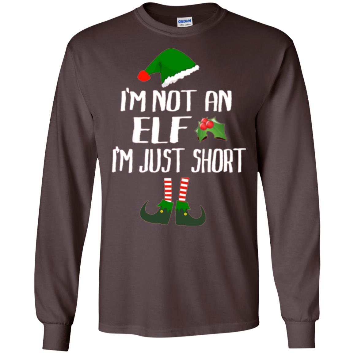 Funny Christmas T-shirt I_m Not An Elf I_m Just Short Dark Chocolate