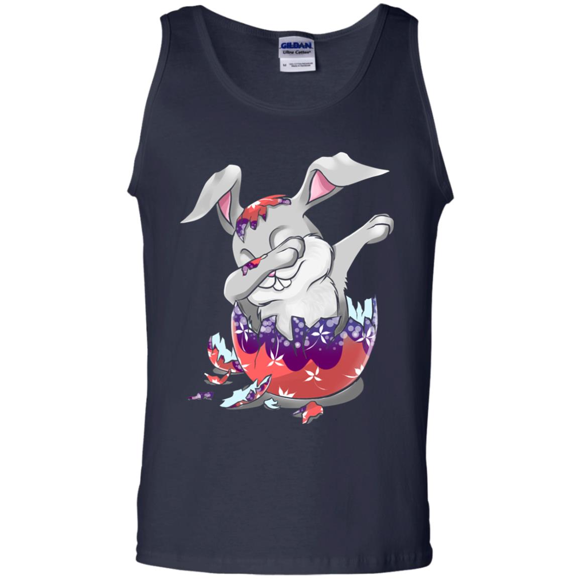 Funny Dabbing Bunny T-shirt For Kids Easter Gift Navy