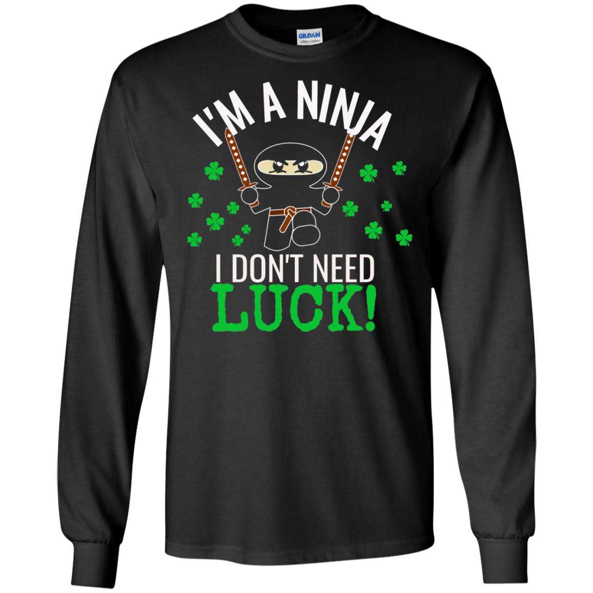Ninja Luck Green St. Patrick_s Day T-shirt Black