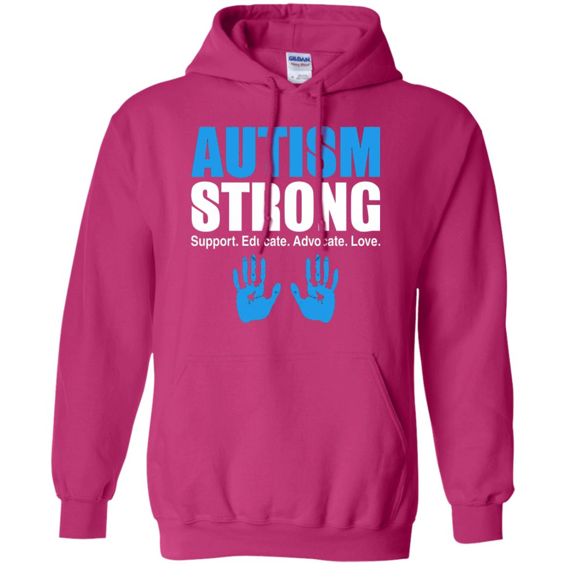 Autism Strong Support Educate Advocate Love T-shirt Heliconia