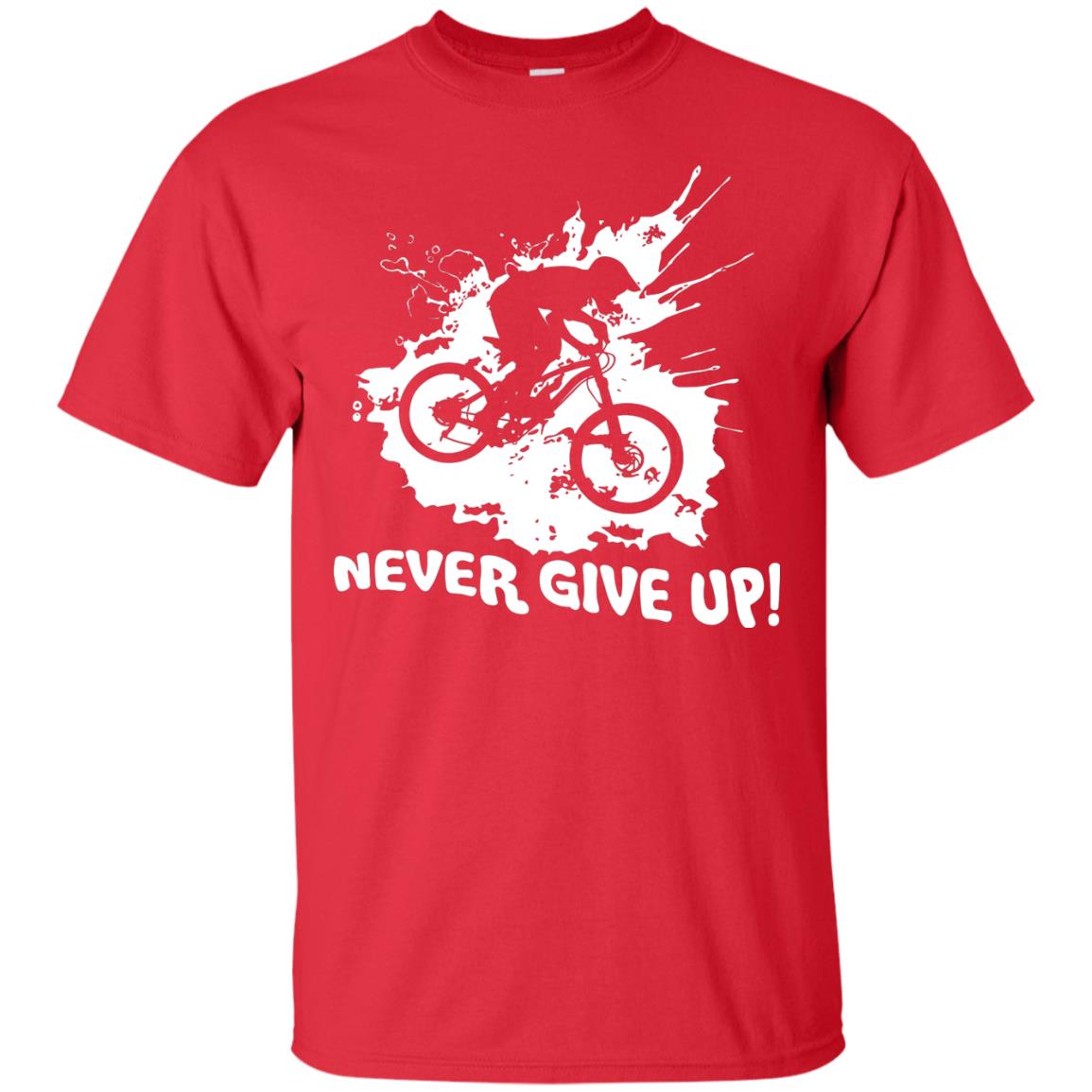 Biker T-shirt Never Give Up Red