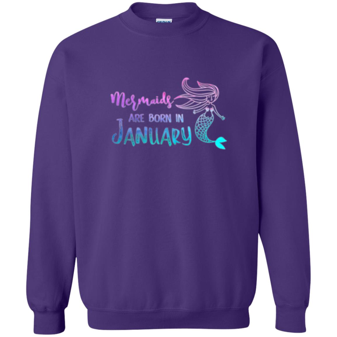 Mermaids Are Born In January Birthday T-shirt Purple