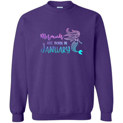 Mermaids Are Born In January Birthday T-shirt Purple