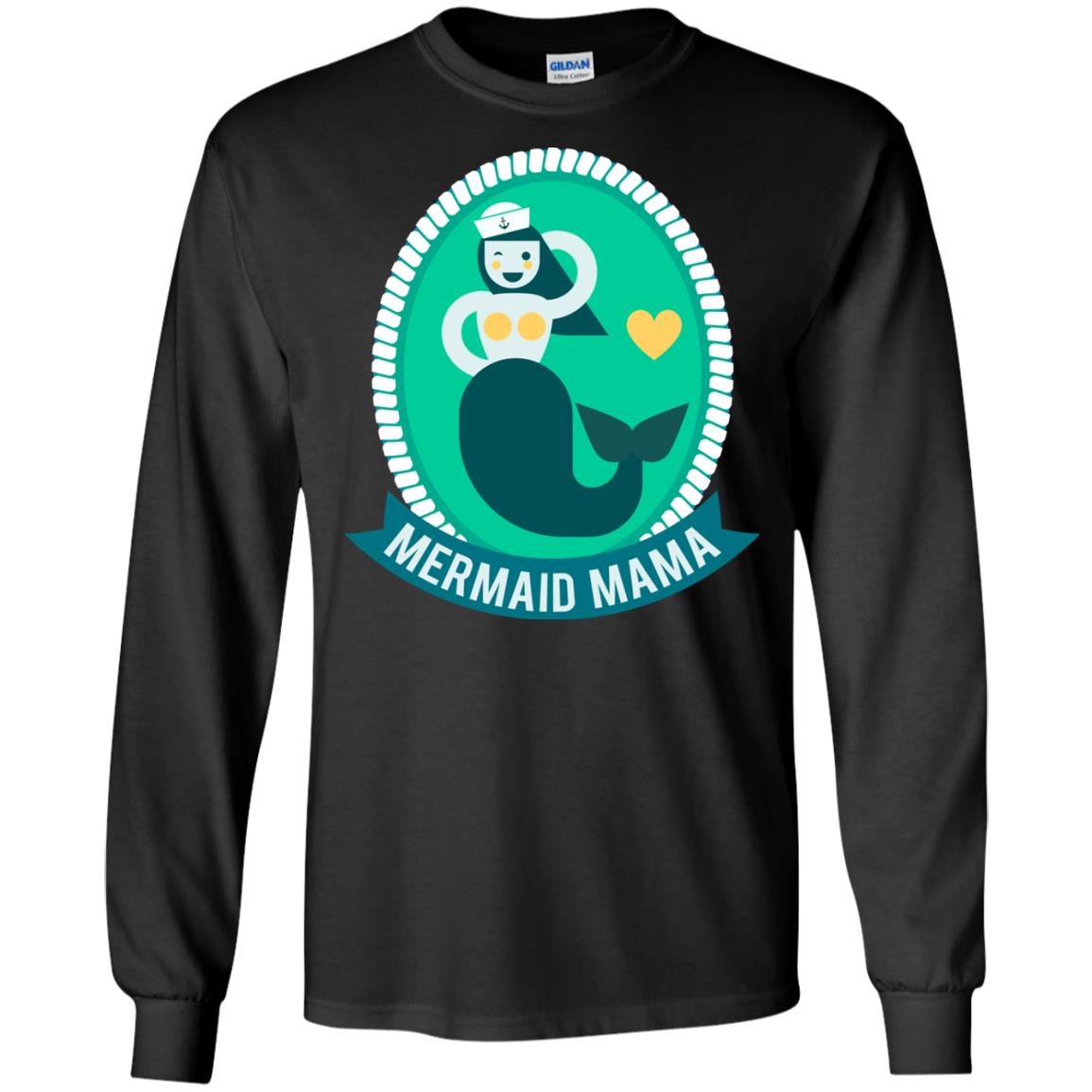 Mermaid Mama Cool Shirt For Grandma Love Mermaid Black