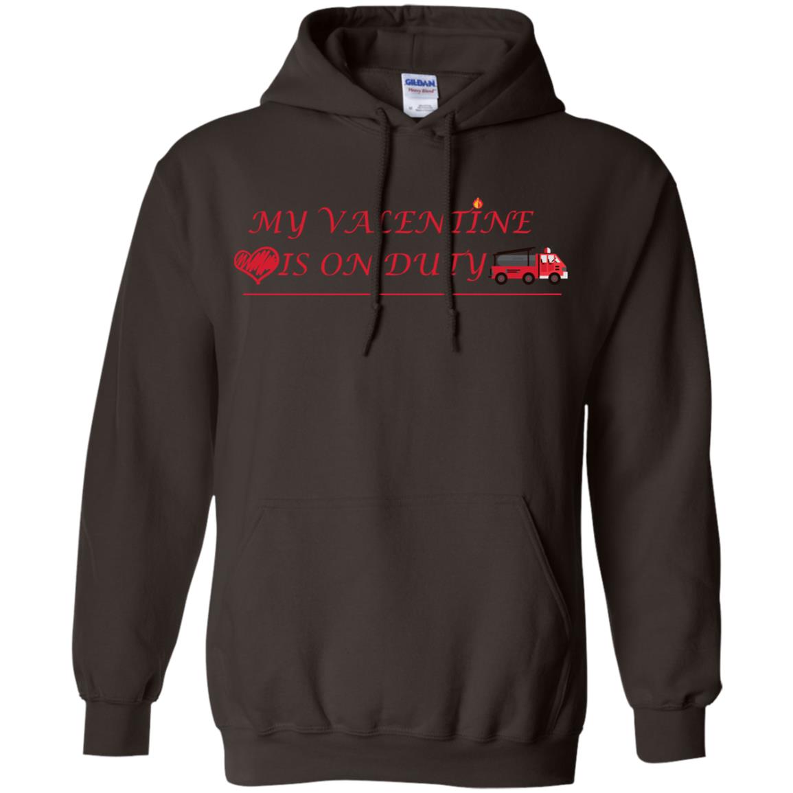 My Valentine Is On Duty Firefighter's Girlfriend Shirt Dark Chocolate