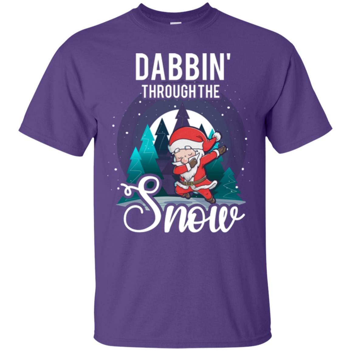Christmas T-shirt Santa Claus Dabbing Through The Snow Purple