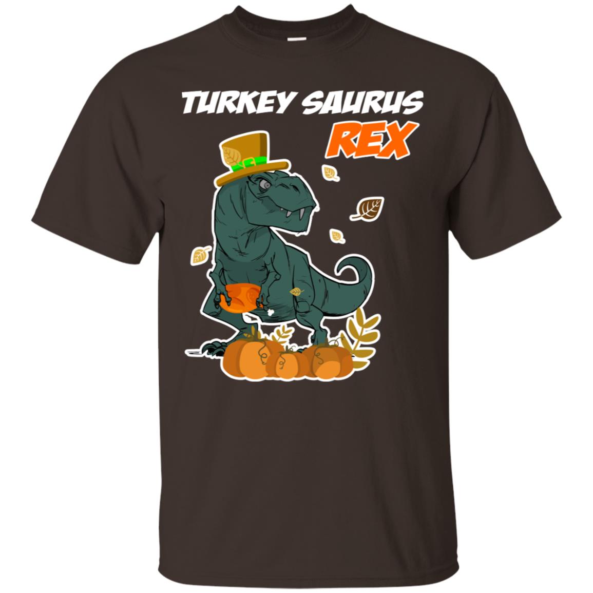 Turkey Rex Saurus Dinosaur Thanksgiving Idea Shirt Dark Chocolate