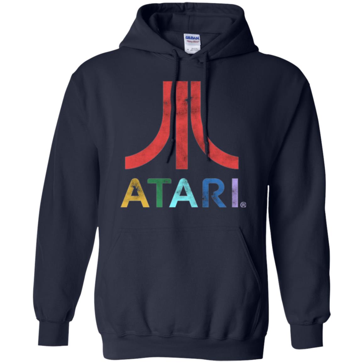 Colorful Retro Atari Gaming Logo T-shirt Navy
