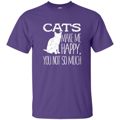 Cat Lover T-shirt Cats Make Me Happy You Not So Much Purple