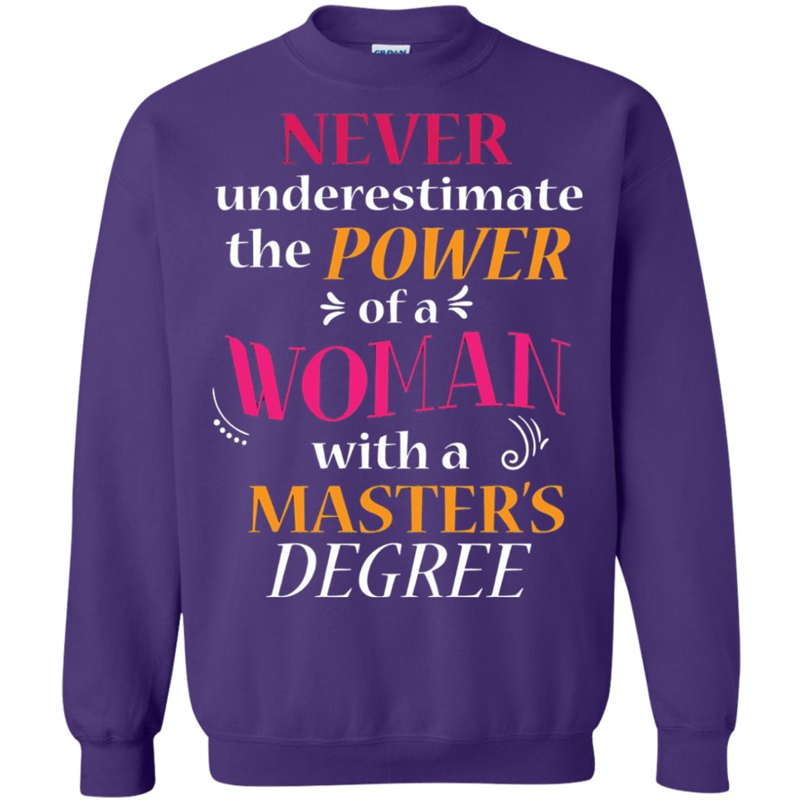 Funny Masters Degree T-shirt Never Underestimate The Power Purple