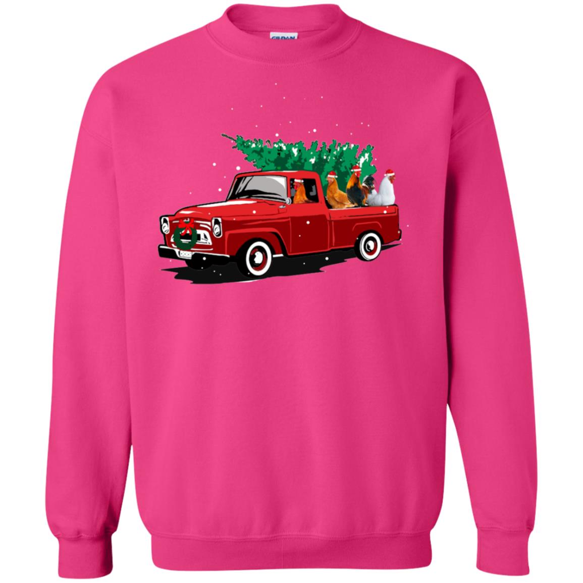 Chickens On Car Merry Christmas Gift Shirt For Mens Womens Heliconia