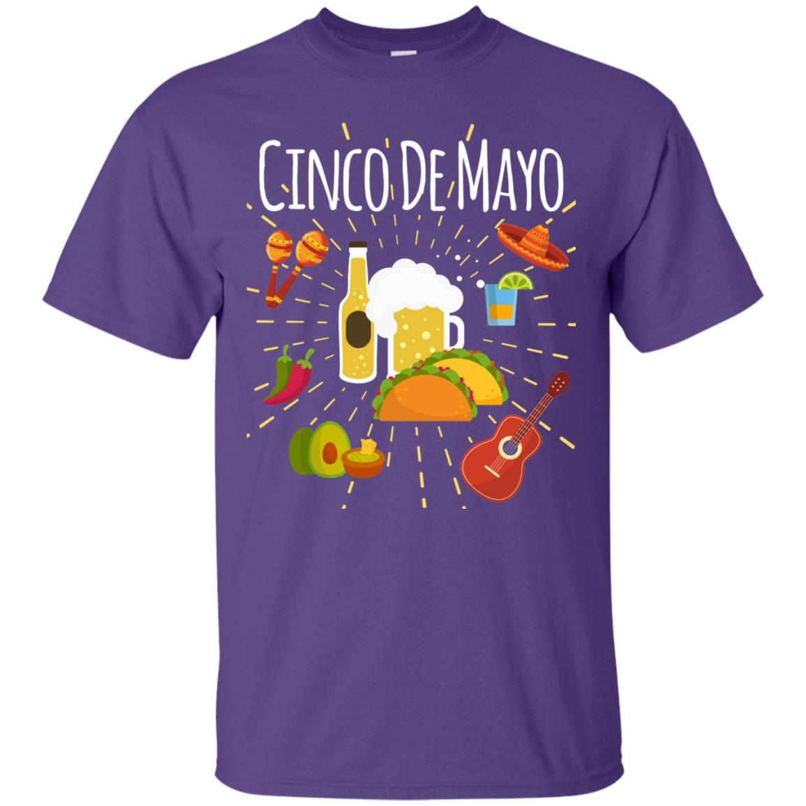 Cinco De Mayo Beer Tacos Guitar Mexico Shirt Purple