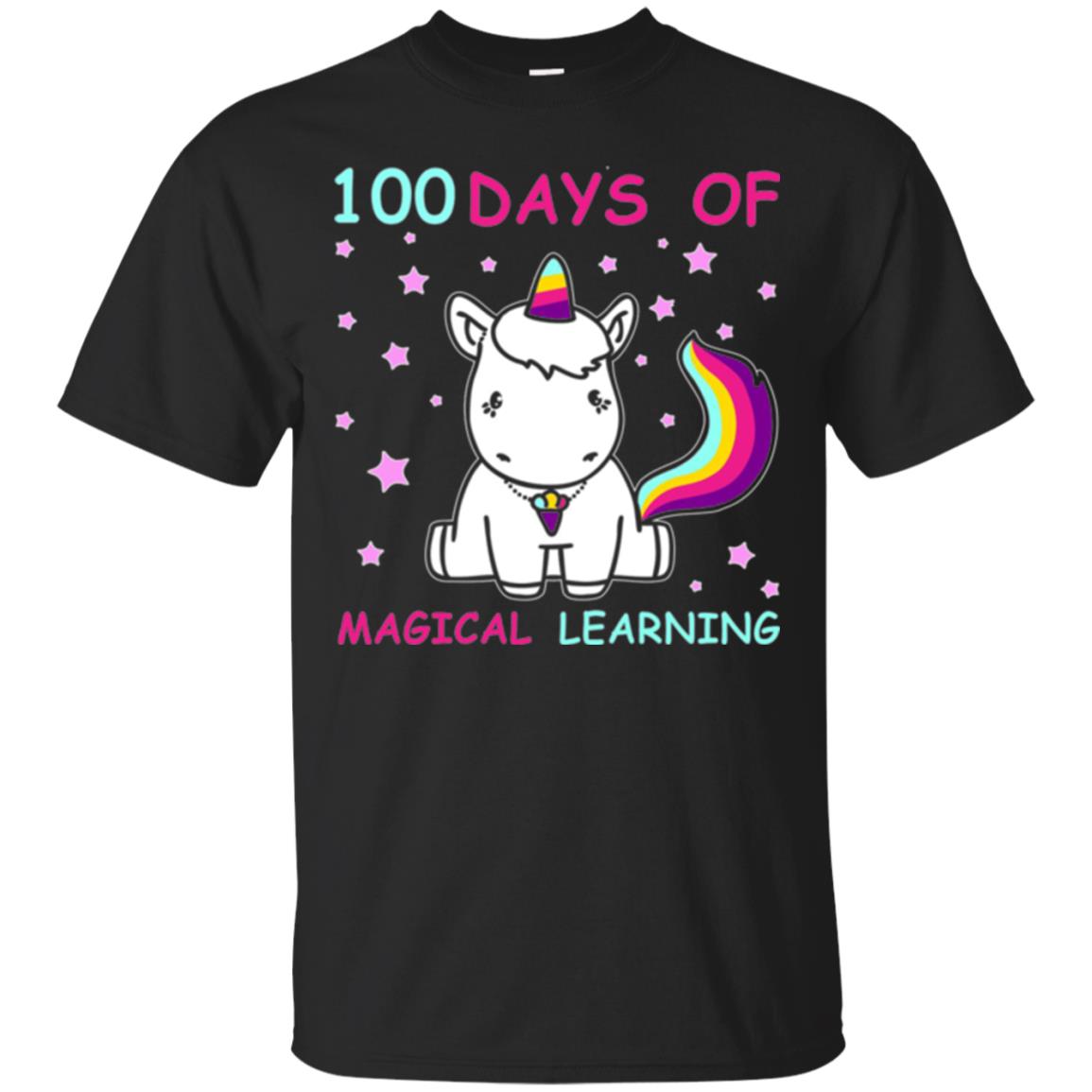 Unicorn Lover T-shirt 100 Days Of Mgical Learning Black