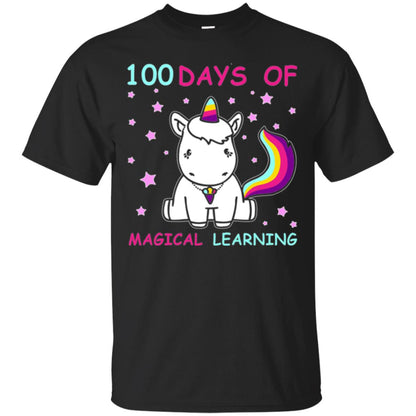 Unicorn Lover T-shirt 100 Days Of Mgical Learning Black