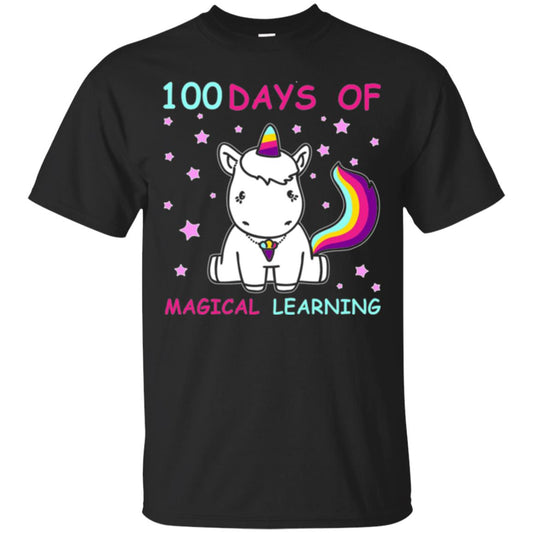 Unicorn Lover T-shirt 100 Days Of Mgical Learning Black