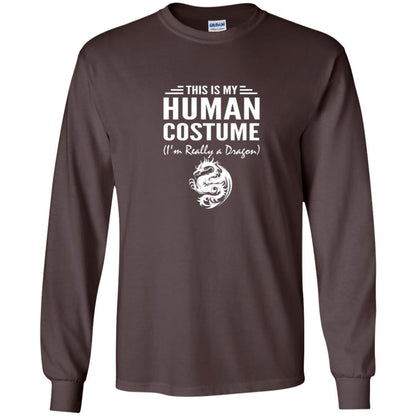 Dargon T-shirt This Is My Human Costume I'm Really A Dragon Dark Chocolate