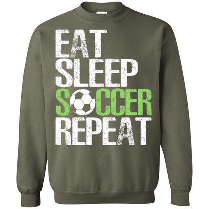 Soccer T-shirt Eat Sleep Soccer Repeat Military Green