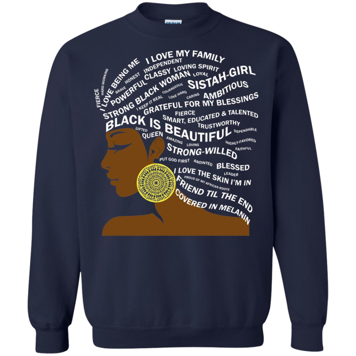 Black Is Beautiful Black History Month Word Art T-shirt Navy