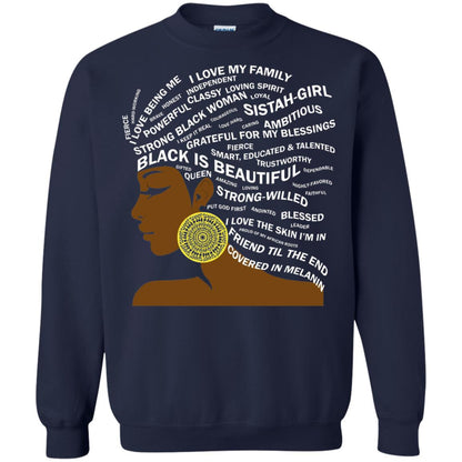 Black Is Beautiful Black History Month Word Art T-shirt Navy