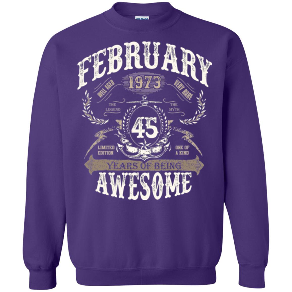 February 1973 45 Years Of Being Awesome T-shirt 45 Years Old Purple