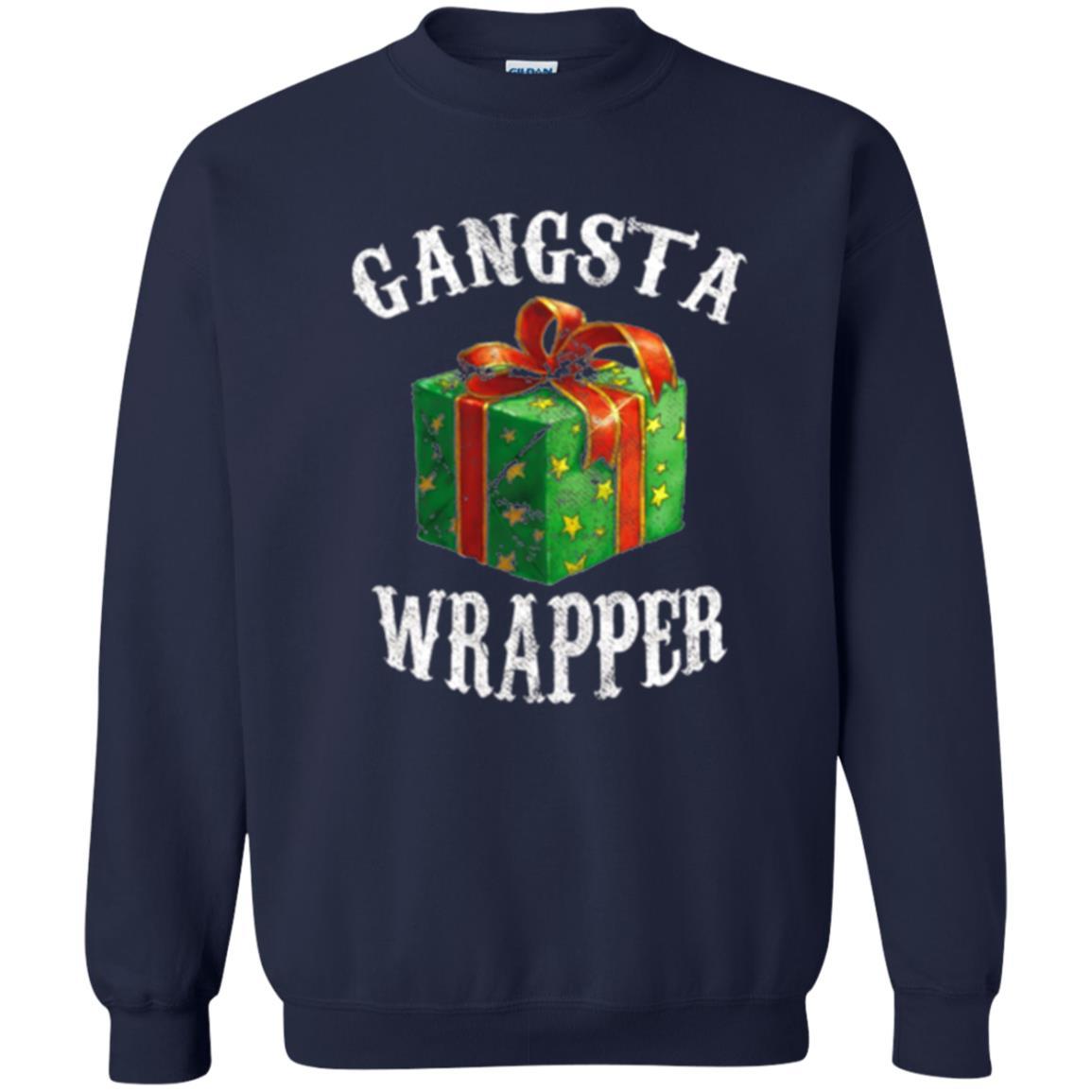 Christmas T-shirt Gangsta Wrapper Novelty Navy
