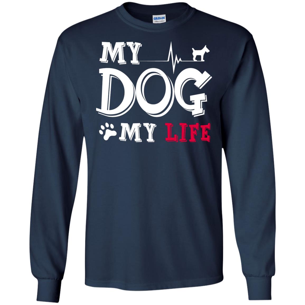 Dog Lovers T-shirt My Dog My Life Navy