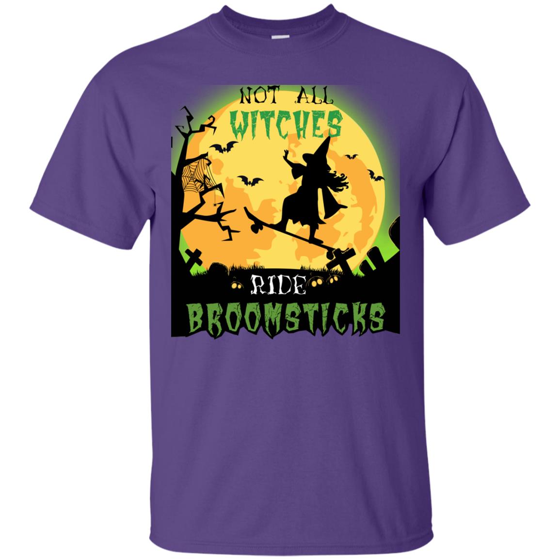 Not All Witches Ride Broomsticks Witches Ride Skateboard Funny Halloween Shirt Purple
