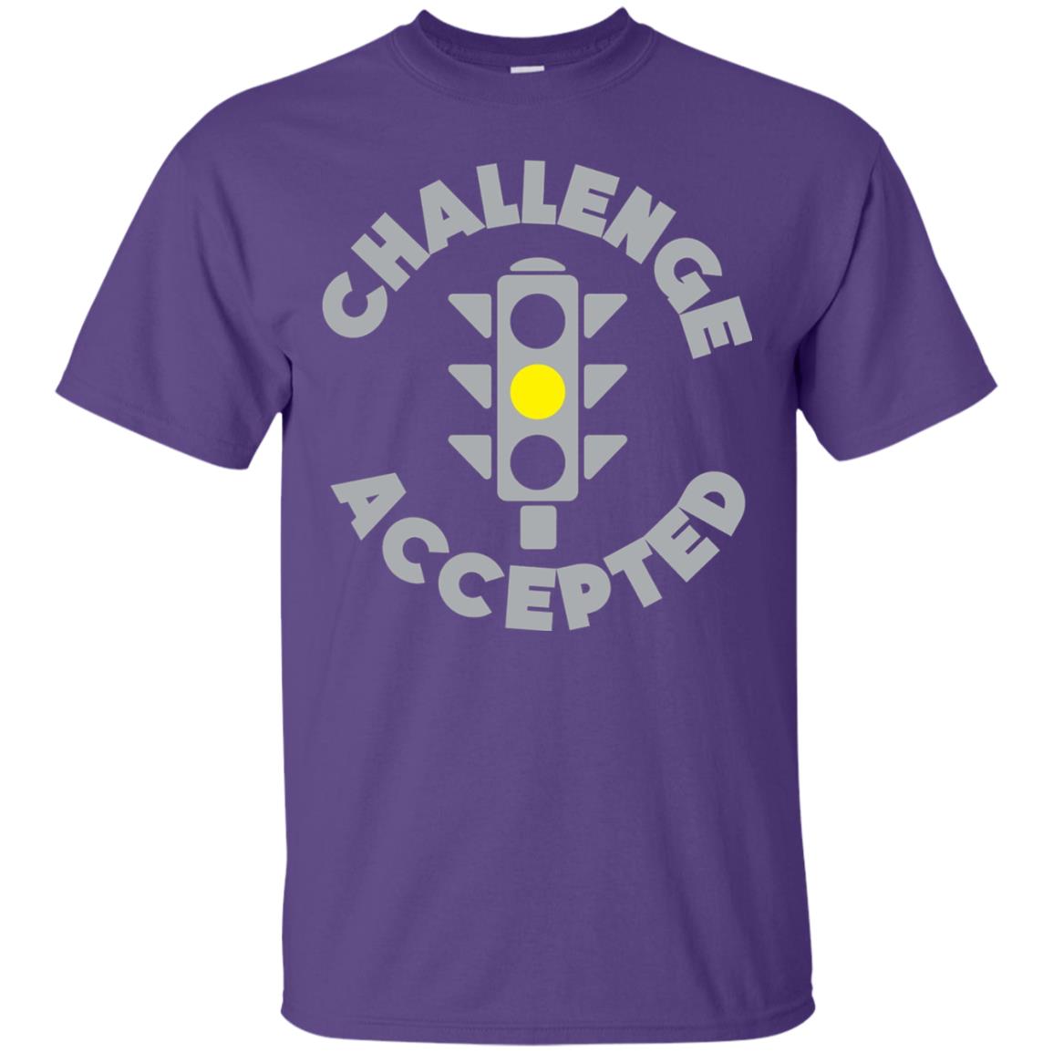 Funny Racing T-shirt Challenge Accepted Yellow Light Car Purple