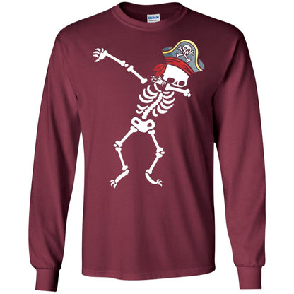 Dabbing Skeleton With Pirates Hat T-shirt Maroon