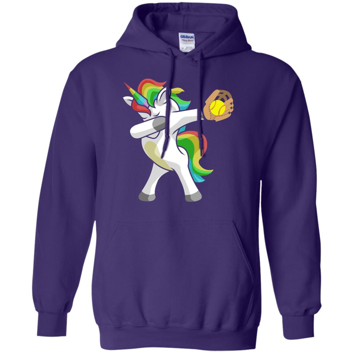 Dabbing Unicorn Softball T-shirt Funny Dabbing Purple