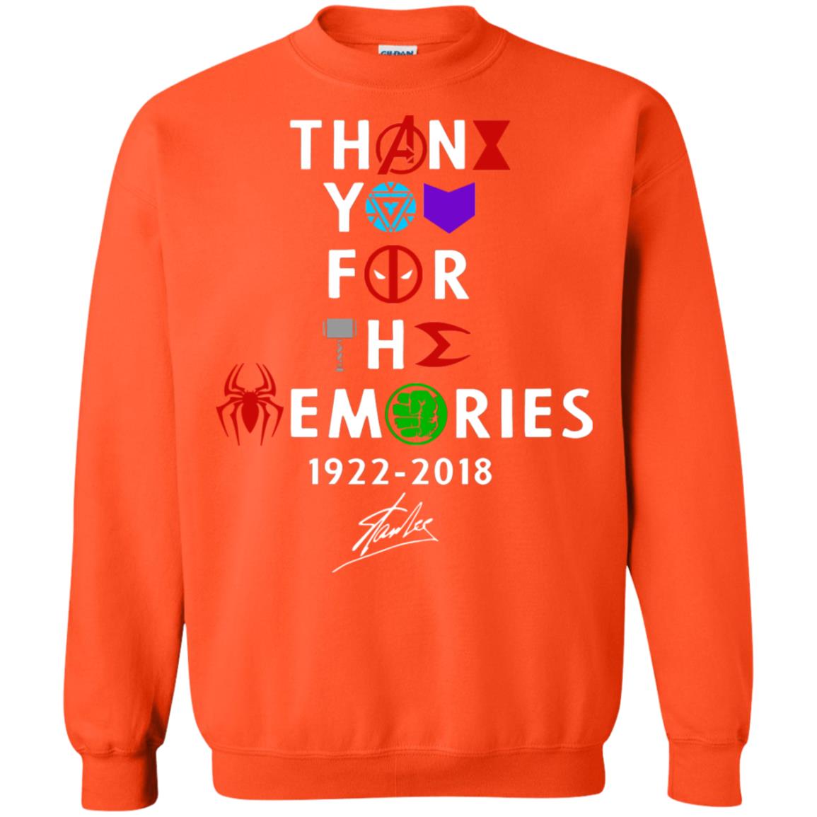Thank You For The Memories Stan Lee Movie Hero Fan Shirt Orange