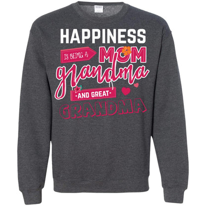 Happiness Is Being A Mom A Grandma And Great Grandma Shirt Dark Heather