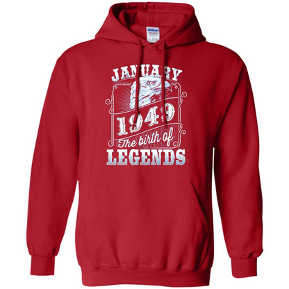 69th Birthday T-shirt January 1949 Birth Of Legend Red